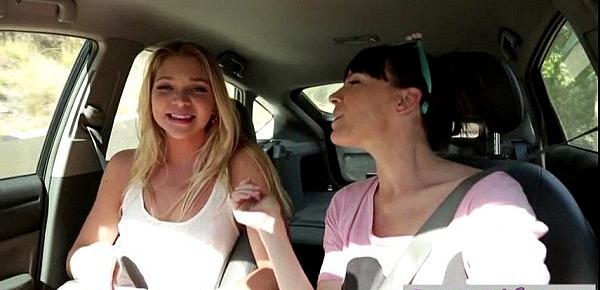  Jessie Andreews and Dana deArmond lick n rub pussies in car